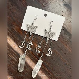 Dangle clear quartz crystal earrings